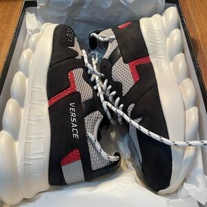 Versace Black, Red, and White Men's Sneakers